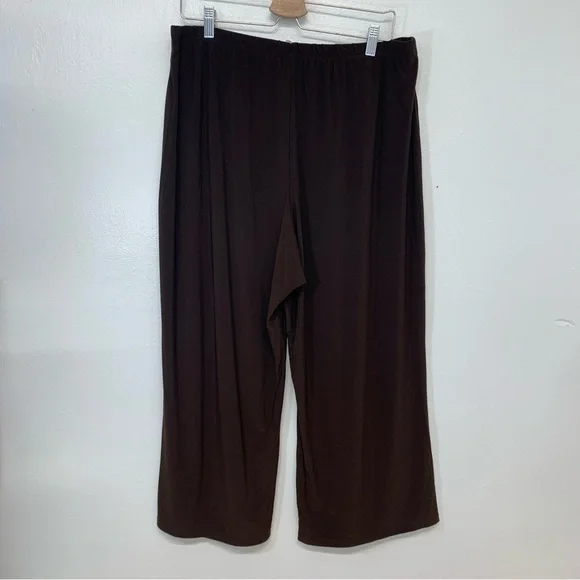 Bleeker McDonald Pants Woman 2X  Wide Leg Pull‎ On Brown Stretch Casual Travel - Picture 4 of 9